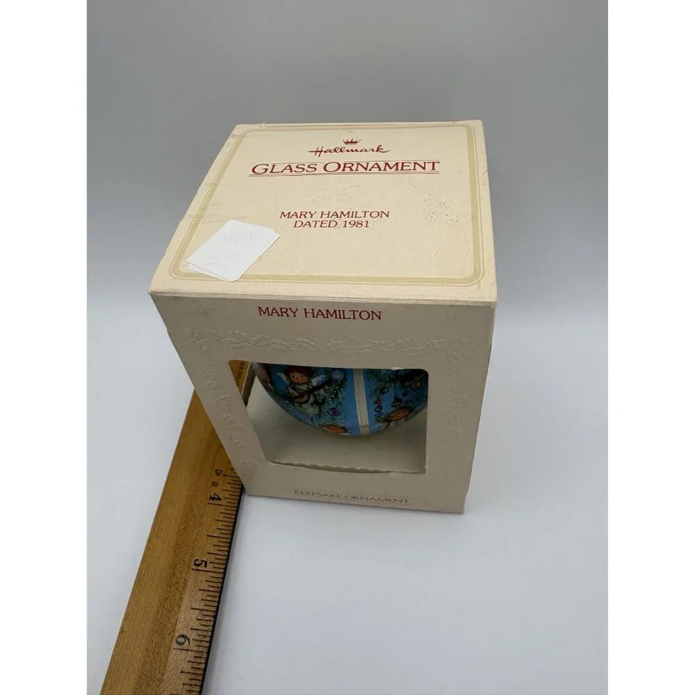 Hallmark Mary Hamilton Glass Christmas Ornament Dated 1981 In Original Box Angel